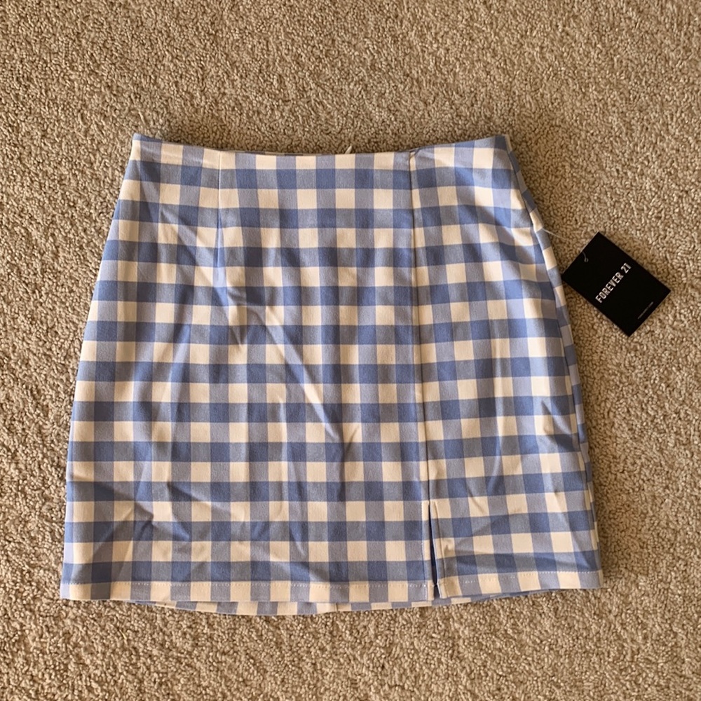 Blue and white plaid skirt XS
